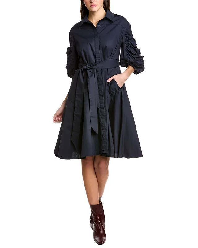 Gracia Tie Waist Shirtdress Fit-and-Flare Shirt Dress