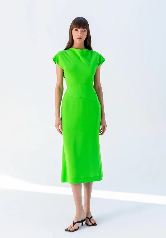 Kameya Cut-Out Back Midi Dress, Green Bodycon Midi Skirt