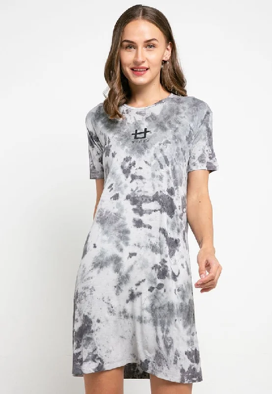 Third Day LTD27 Md Lds dress t-shirt tie dye white grey White Shirt Dress