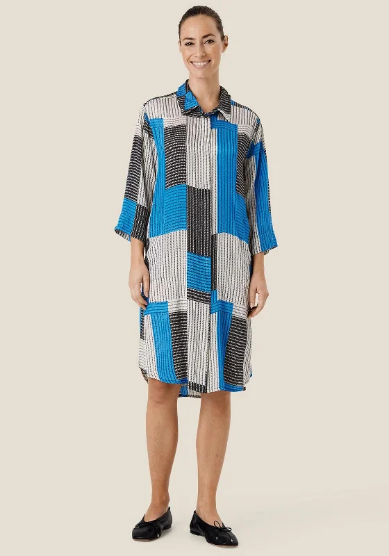 Masai Nykolia Patch Print Shirt Dress, Nebulas Blue Mini Shirt Dress