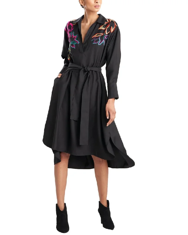 Natori Oversized Silk-Blend Shirtdress Dress Shirt Chic