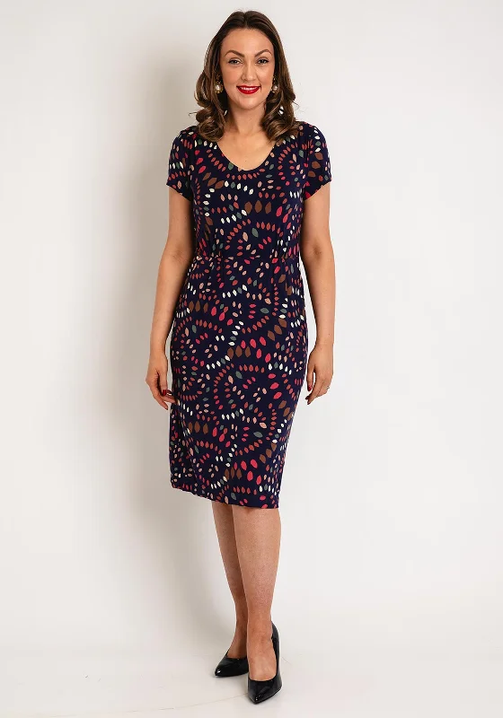 White Stuff Tallie Eco Vero Jersey Print Midi Dress, Navy Floral Midi Skirt